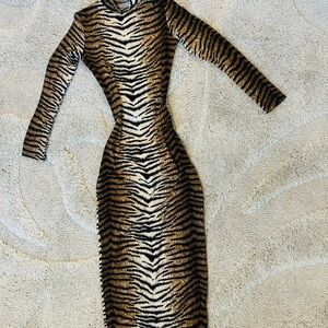 Tiger Print Long Sleeve Dress